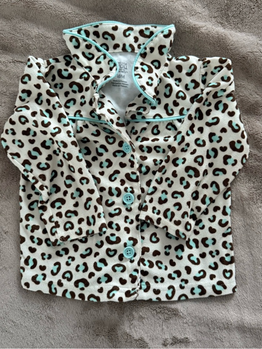 Toddler Fleece Jacket - Aqua Trim Leopard Print